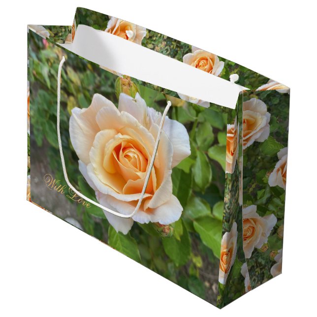 Bolsa De Regalo Grande Naranjas románticos Rosas Flores Flores Flores Flo (Angulo Anverso)