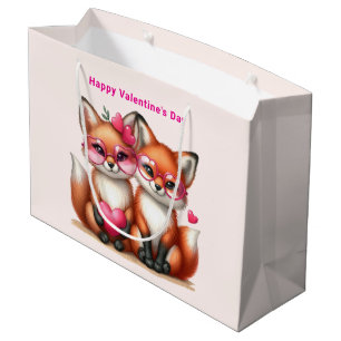 Bolsa De Regalo Grande Naranjas zorros curos en el El día de San Valentín