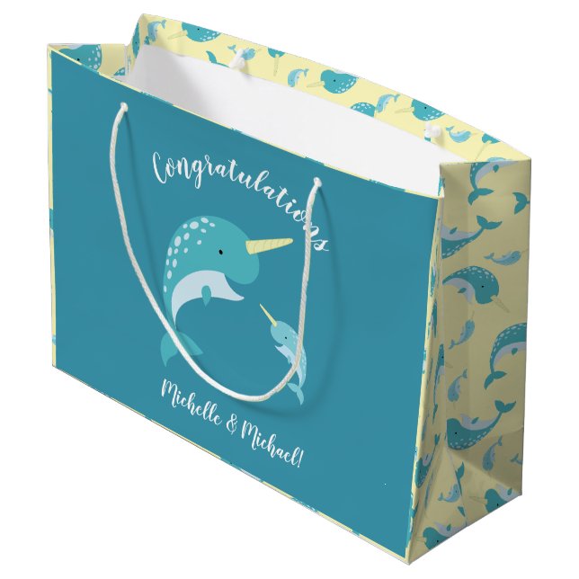 Bolsa De Regalo Grande Narwhal Baby Shower (Angulo reverso)