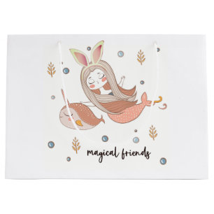 Bolsa De Regalo Grande Narwhal y sirena con amigos de Bunny Ears
