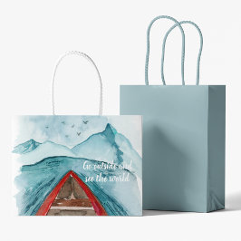 Bolsa De Regalo Grande Naturaleza acuarela moderna Véase La Cita Mundial