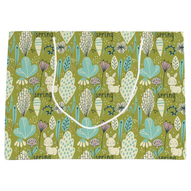 Bolsa De Regalo Grande Naturaleza del conejo de primavera (Anverso)