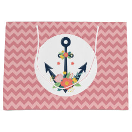 Bolsa De Regalo Grande Nautical Anchor Floral Baby Shower Fiesta