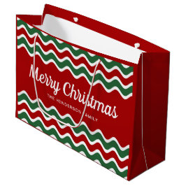 Bolsa De Regalo Grande Navidad Alegre Roja Y Verde Moderna
