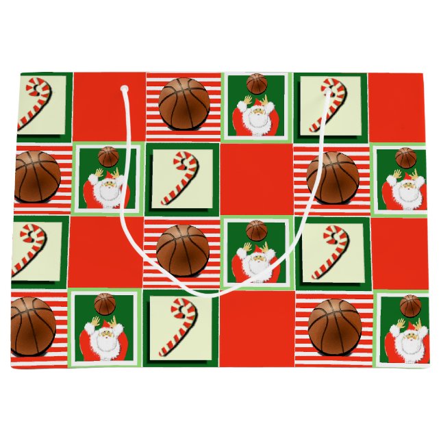 Bolsa De Regalo Grande Navidad Baloncesto (Anverso)