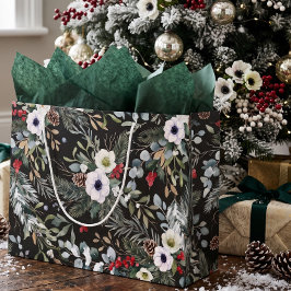 Bolsa De Regalo Grande Navidad Botánica Alegre Personalizada