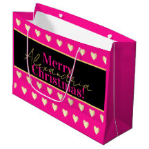 Navidad Corazón Dorado Rosa Caliente Personalizada