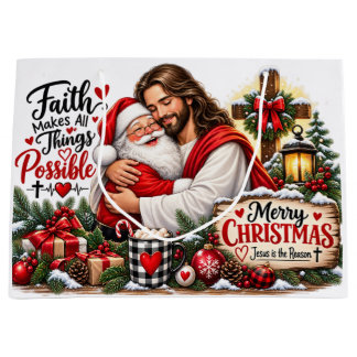 Bolsa De Regalo Grande Navidad Cristiana | Jesús Es La Razón