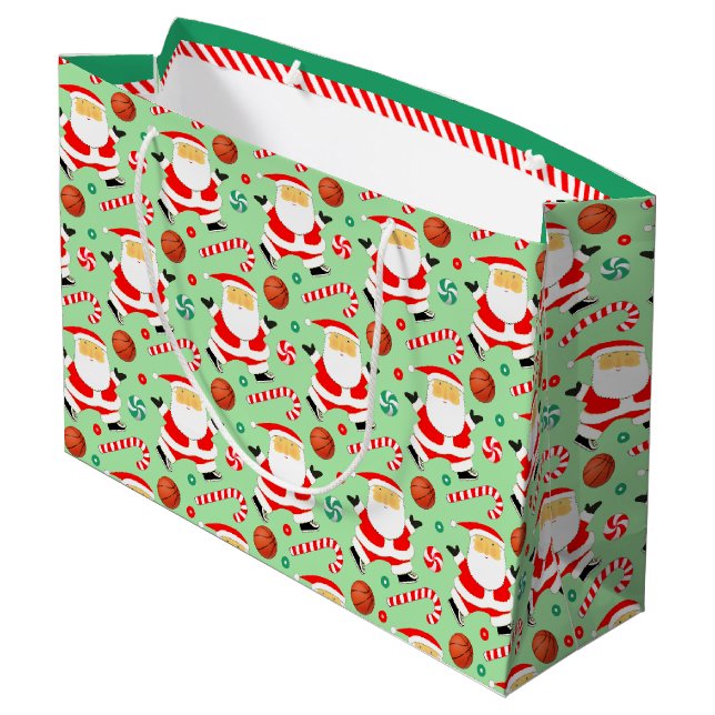Bolsa De Regalo Grande Navidad de baloncesto (Angulo reverso)