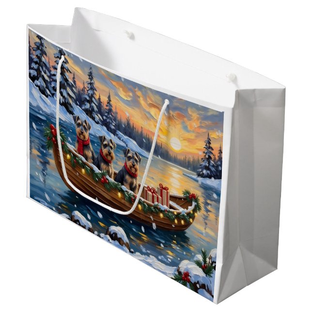 Bolsa De Regalo Grande Navidad de barco de Schnauzer (Angulo Anverso)