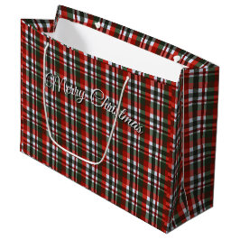 Bolsa De Regalo Grande Navidad de Cuadros Rojos y Verdes