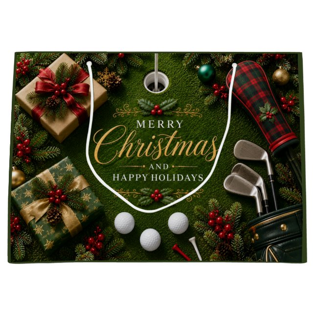 Bolsa De Regalo Grande Navidad de Golf (Anverso)