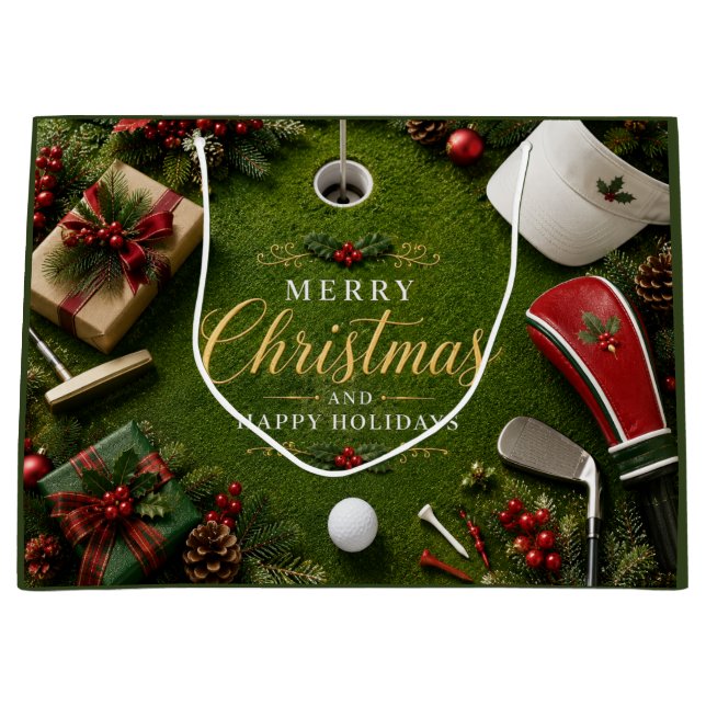 Bolsa De Regalo Grande Navidad de Golf (Anverso)