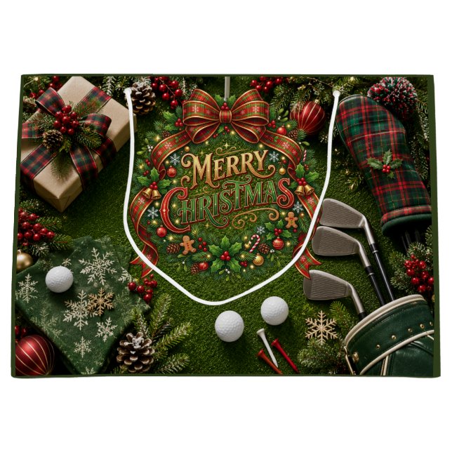Bolsa De Regalo Grande Navidad de Golf (Anverso)