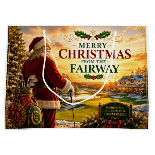 Bolsa De Regalo Grande Navidad de golf con Papá Noel en el campo de golf