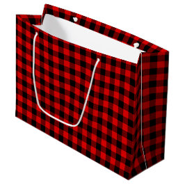 Bolsa De Regalo Grande Navidad de leñador de cuadros rojo negro Búfalo