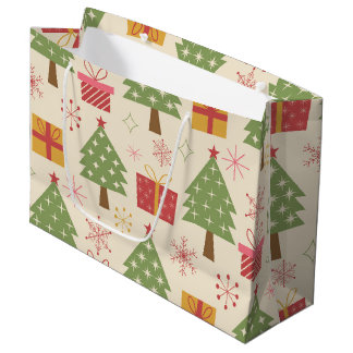 Bolsa De Regalo Grande Navidad de mediados de siglo Árboles Atómicos con