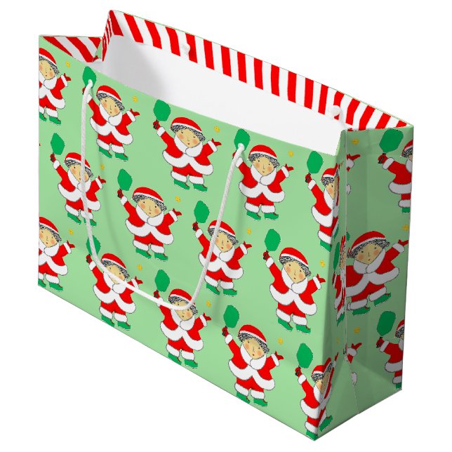 Bolsa De Regalo Grande Navidad de Pickleball (Angulo Anverso)