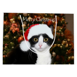 Bolsa De Regalo Grande Navidad del gato del smoking