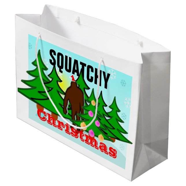 Bolsa De Regalo Grande Navidad divertido Bigfoot de Squatchy pegajoso (Angulo reverso)