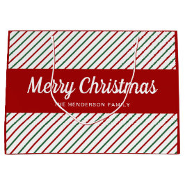 Bolsa De Regalo Grande Navidad Elegantes Rayas Rojas Y Blancas