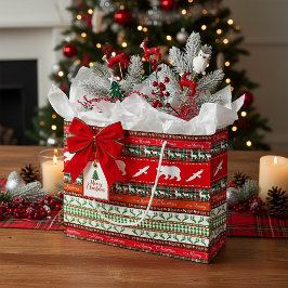 Bolsa De Regalo Grande Navidad en el bosque