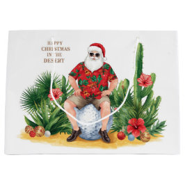 Bolsa De Regalo Grande Navidad en el desierto con Cactus Santa Claus