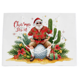 Bolsa De Regalo Grande Navidad en el desierto con Cactus Santa Claus 