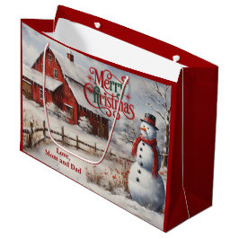 Bolsa De Regalo Grande Navidad en una granja rural