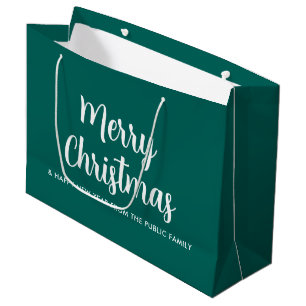 Bolsa De Regalo Grande Navidad Feliz Año Nuevo Verde Blanco Personalizado