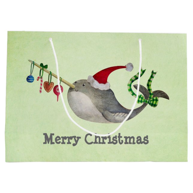 Bolsa De Regalo Grande Navidad lindo Narwhal (Reverso)