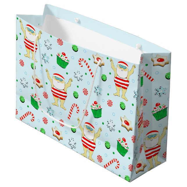Bolsa De Regalo Grande Navidad nadando (Angulo Anverso)