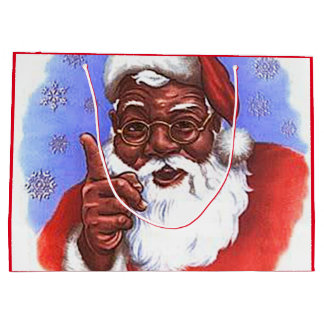 Bolsa De Regalo Grande Navidad negro afroamericano de Papá Noel