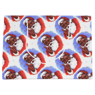 Bolsa De Regalo Grande Navidad negro afroamericano de Papá Noel