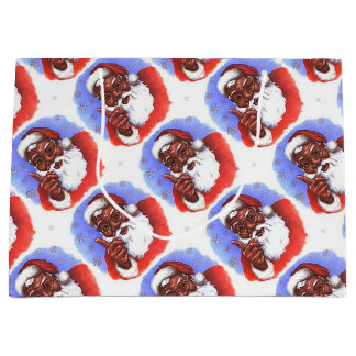 Bolsa De Regalo Grande Navidad negro afroamericano de Papá Noel