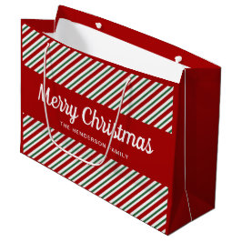 Bolsa De Regalo Grande Navidad Rayas Verdes Rojas Festivas
