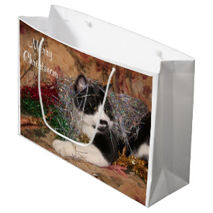 Bolsa De Regalo Grande Navidad travieso del gatito del smoking