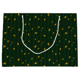 Bolsa De Regalo Grande Navidad Verde Amarillo Estrella Raya Navidad