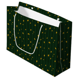 Bolsa De Regalo Grande Navidad Verde Amarillo Estrella Raya Navidad
