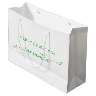 Bolsa De Regalo Grande Navidad Verde Feliz Lindo Lazo Nombre de Firma