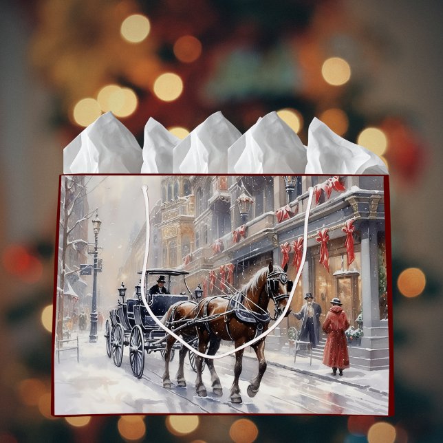 Bolsa De Regalo Grande Navidad victoriana en acuarela festiva (Subido por el creador)