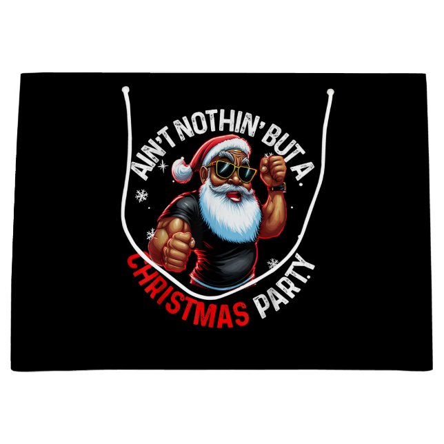 Bolsa De Regalo Grande Navidades afroamericanos de Santa Claus Pajama (Anverso)