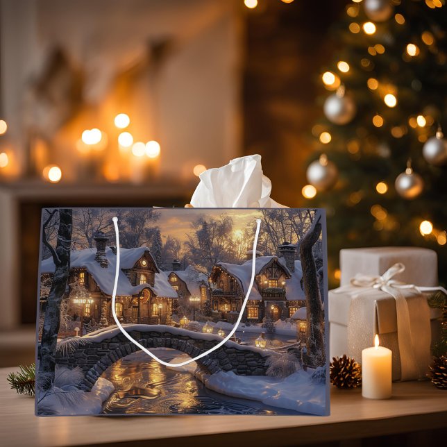 Bolsa De Regalo Grande Navidades Aldea Acogedores Navidades de invierno (Subido por el creador)
