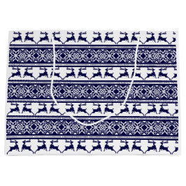 Bolsa De Regalo Grande Navidades, azul y blanco escandinavo