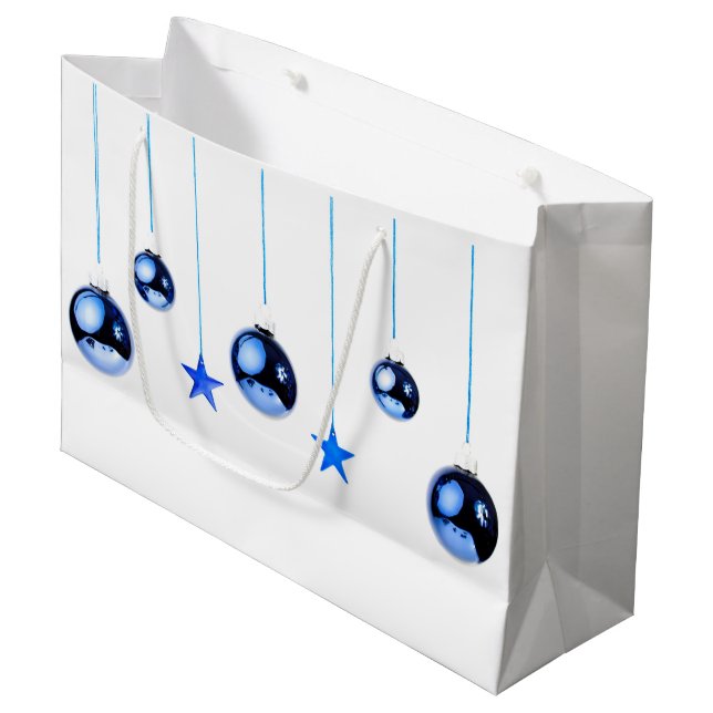 Bolsa De Regalo Grande Navidades azules Bolas de decoración con texto (Angulo Anverso)