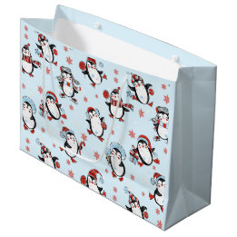 Bolsa De Regalo Grande Navidades Azules de Cute Pingüino