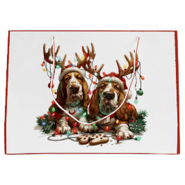 Bolsa De Regalo Grande Navidades Basset Hound Dogs