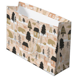 Bolsa De Regalo Grande Navidades Bear Village Black Gold Modern