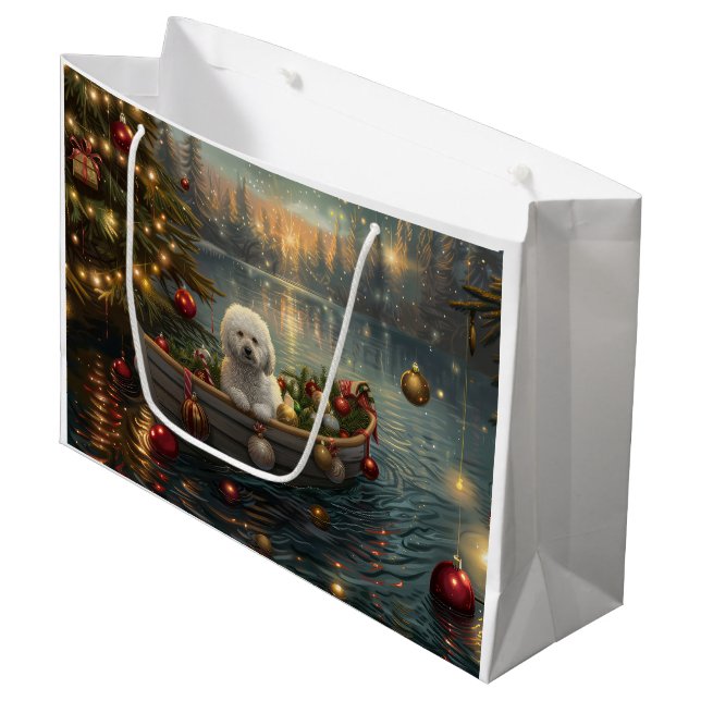 Bolsa De Regalo Grande Navidades Bichon Frise Voyage festivo (Angulo Anverso)