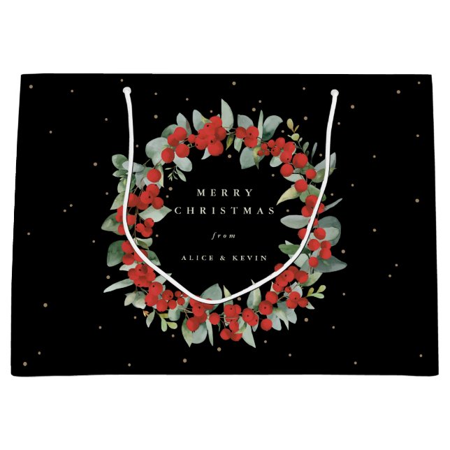 Bolsa De Regalo Grande Navidades Black Red Berry+Eucalyptus (Anverso)
